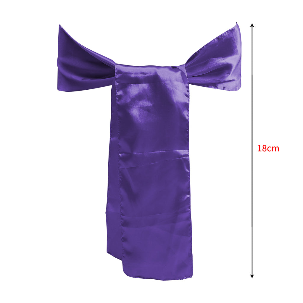 50x Table Runners Coloured Satin Chair Eggplant-1954802694648631298