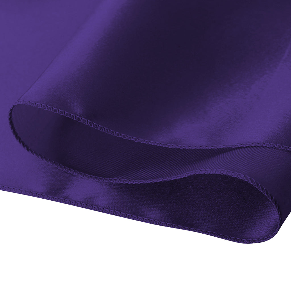 50x Table Runners Coloured Satin Chair Eggplant-1954802694648631300