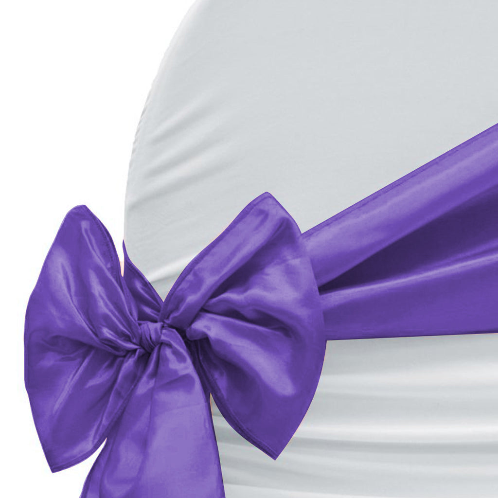 50x Table Runners Coloured Satin Chair Eggplant-1954802694648631301