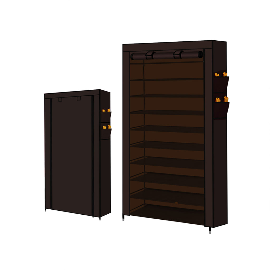 Levede 10 Tier Shoe Rack Portable Storage Brown-1954802681361076230