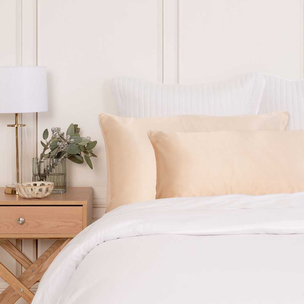 SILK PILLOW CASE TWIN PACK - SIZE: 51X76CM - Champagne Pink-1951134814719578113