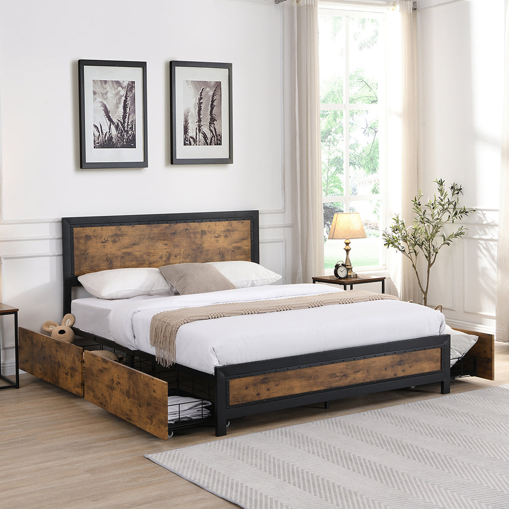 Levede Metal Bed Frame Double Mattress-1954802935095496710