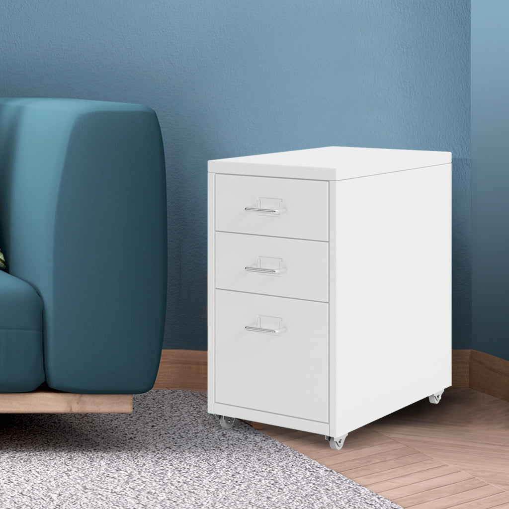 Levede 3 Drawer Office Drawers Cabinet White-1954802724554018822