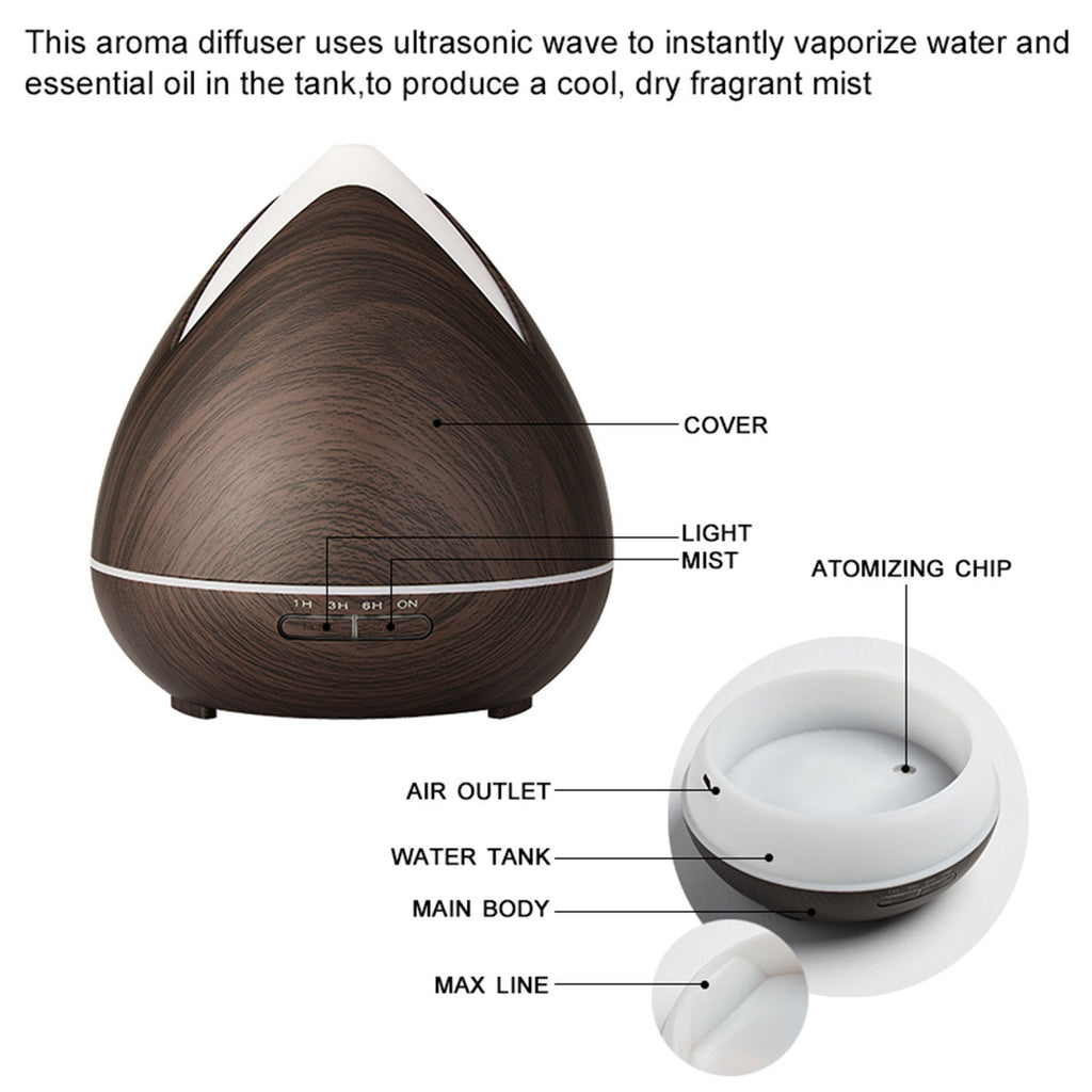 PureSpa Ultrasonic Diffuser - Dark Wood-1951134805995425794