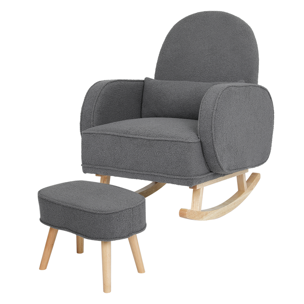 Levede Fleece Rocking Chair with footstool-1954802408546766856