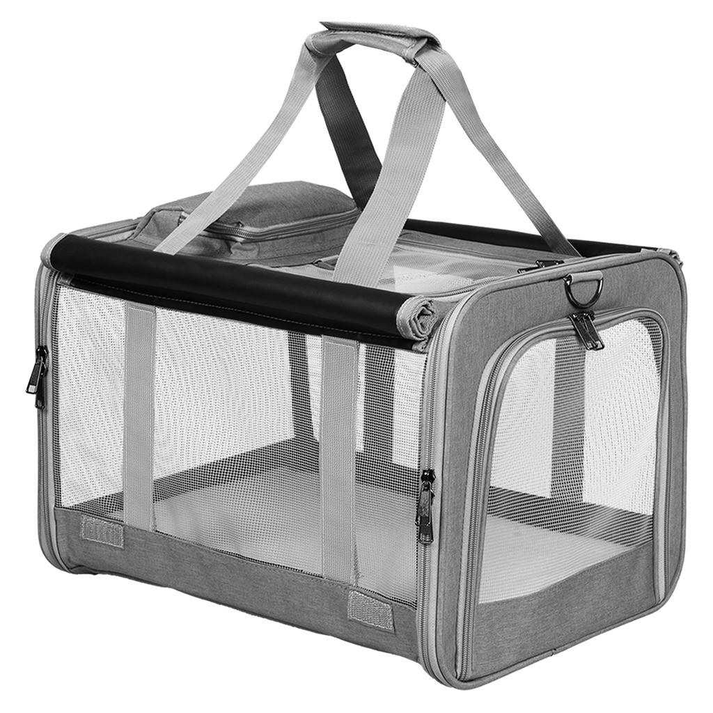 Pawz 3 in 1 Pet Soft Crate Dog Cat Carrier L Size Grey-1954802465652215816