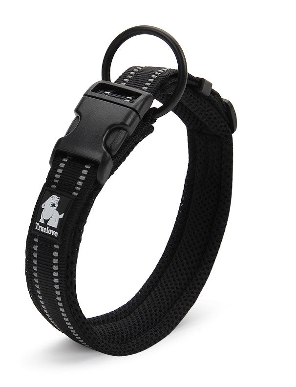 True Love Heavy Duty Reflective Dog Collar - Black, L-1962324874970140672