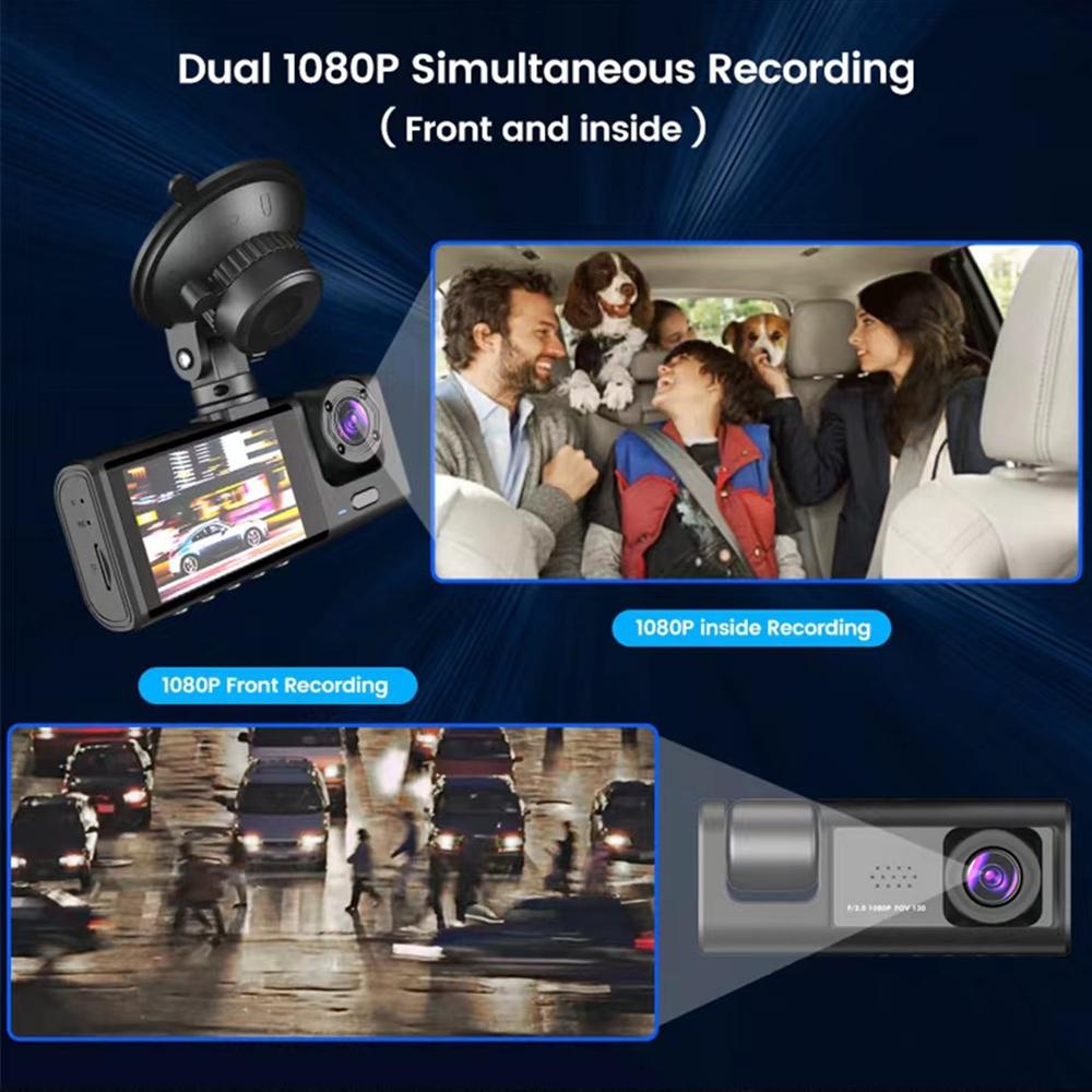 Hd Night Vision Car Driving Recorder With 3 Lenses-1915197563317915655