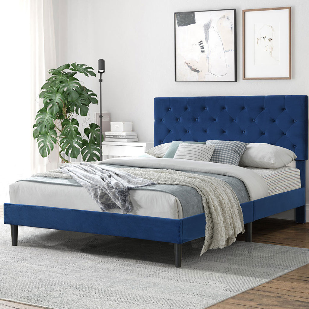 Levede Bed Frame Queen Size Mattress Blue-1954802930318184454