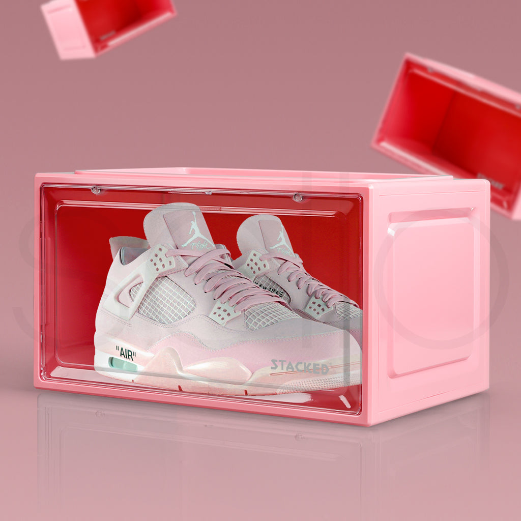 Stacked Sneaker Display Case Stackable Pink-1954802602084536326