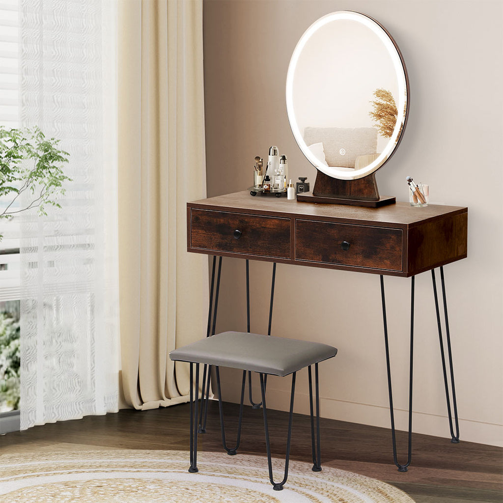 Levede Dressing Table LED Light Strip Brown-1954802443464347654