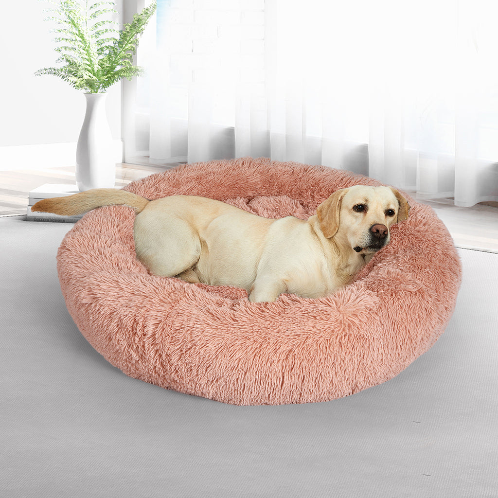 PaWz Pet Bed Cat Dog Donut Nest Calming XL Pink X-Large-1954802762344697862