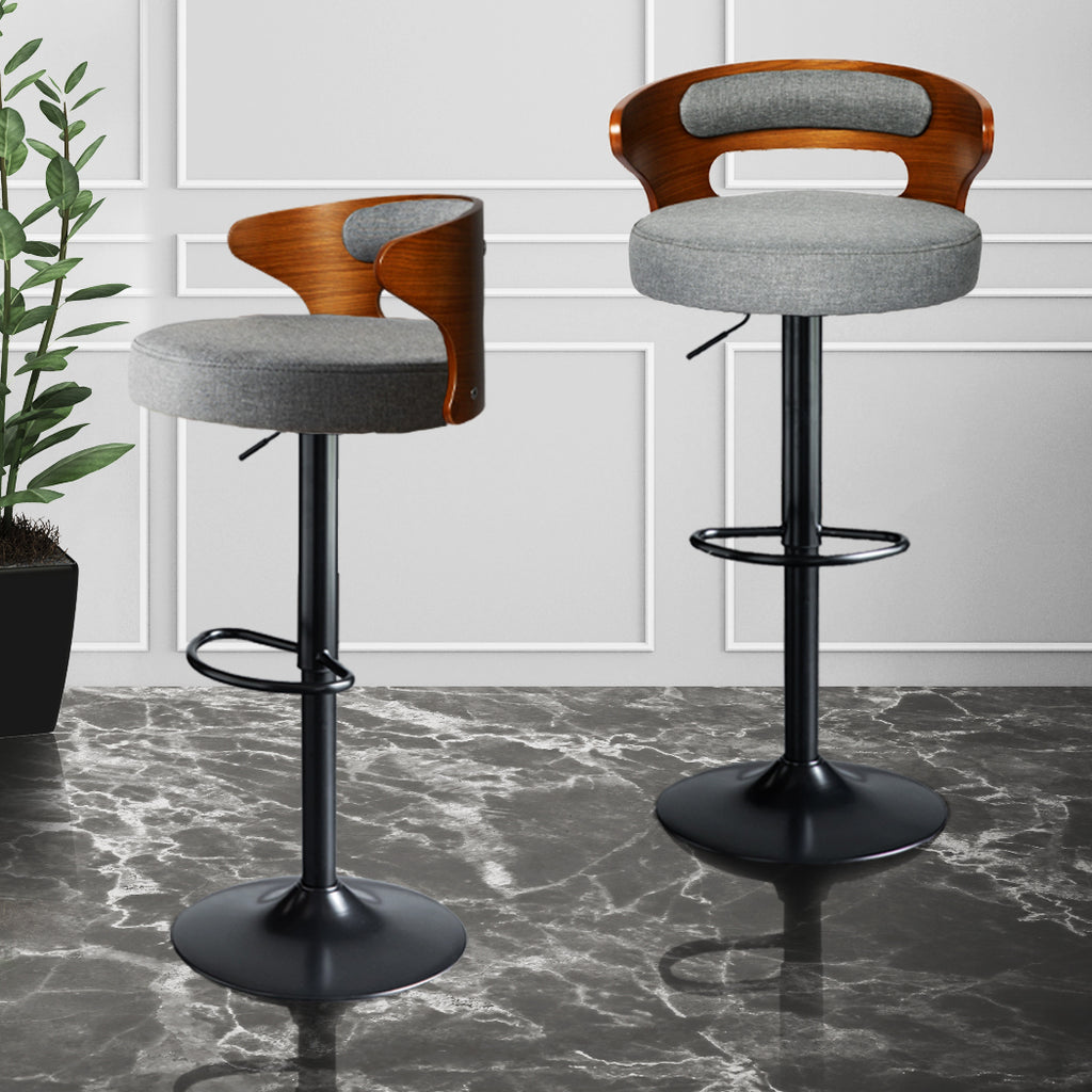 Levede 1x Kitchen Bar Stools Gas Lift Grey-1954802951721717766