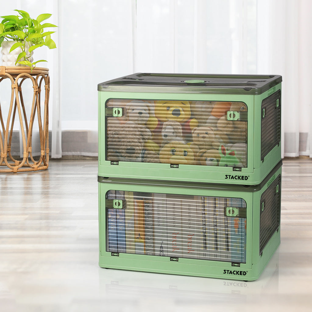55L Storage Boxes Stackable Container M Green Medium-1954802600150962182
