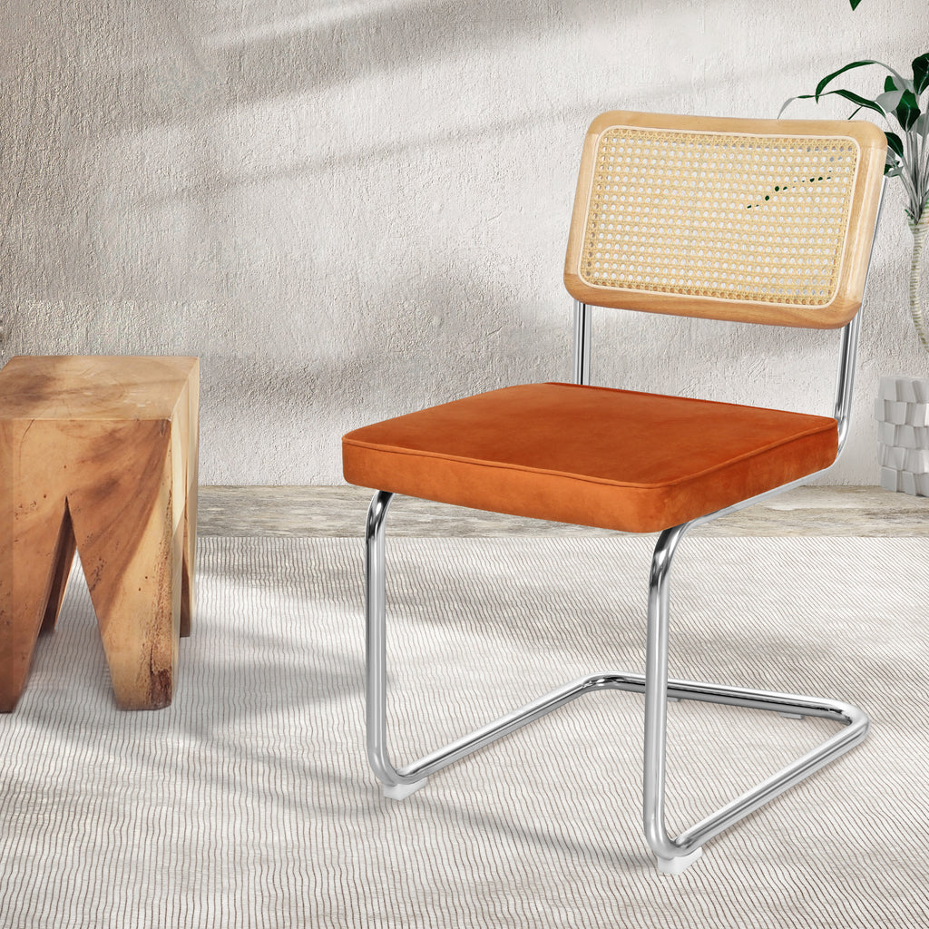 Levede 2xRattan Chair Dining Chairs Orange-1954802995946459142