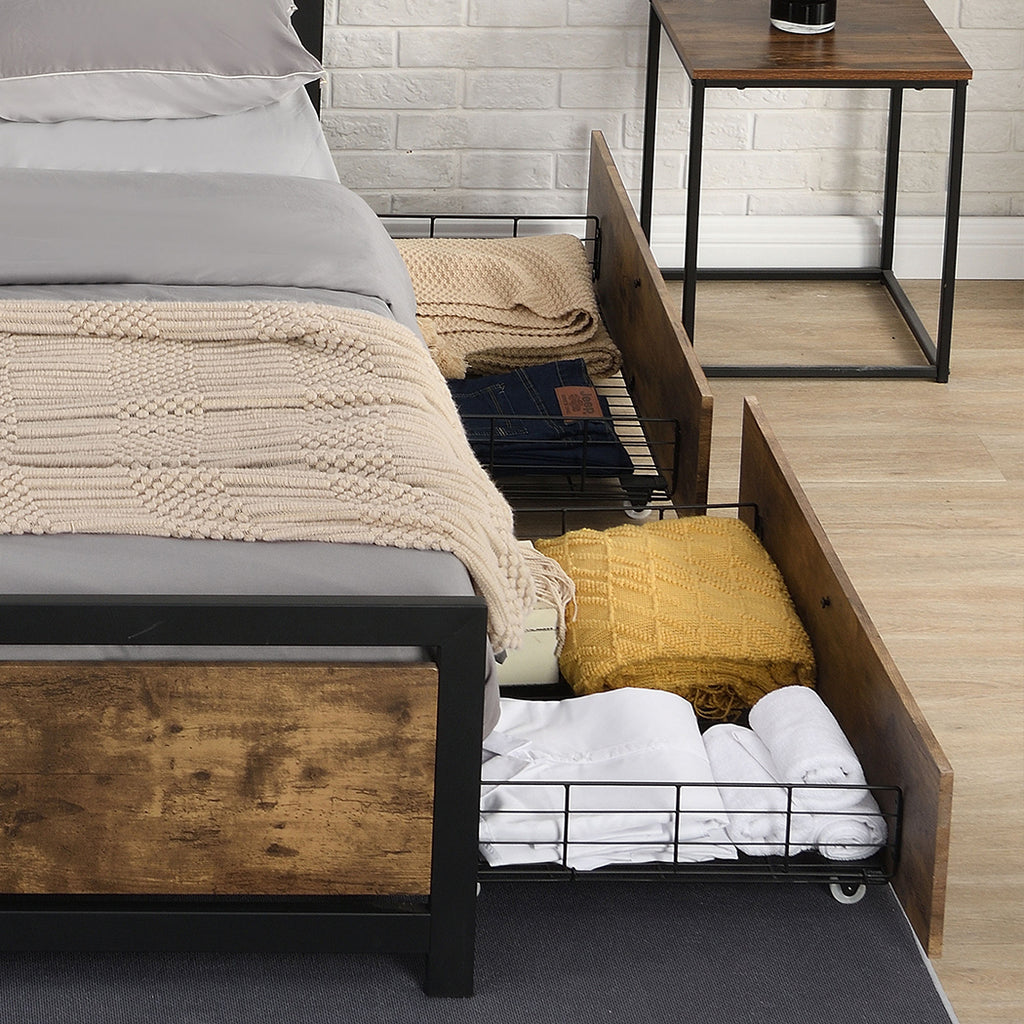 Levede 4 Double Bed Frame Storage Drawers-1954802932503416839
