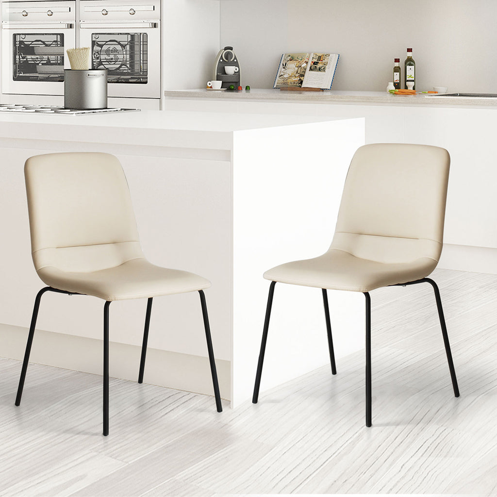 Levede Stackable Dining Chairs Kitchen Beige-1954802990800048134