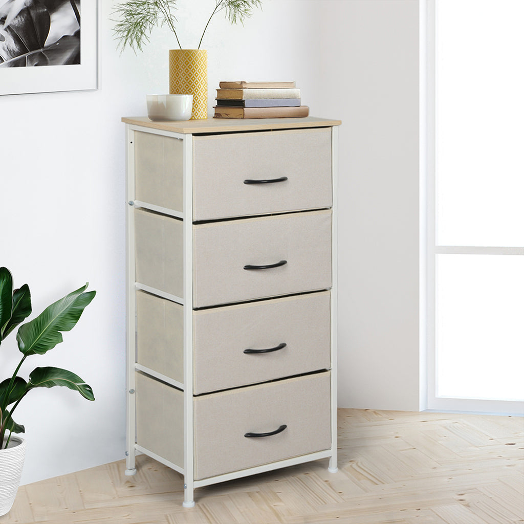 Levede Storage Cabinet Tower Chest Beige-1954802983011225607