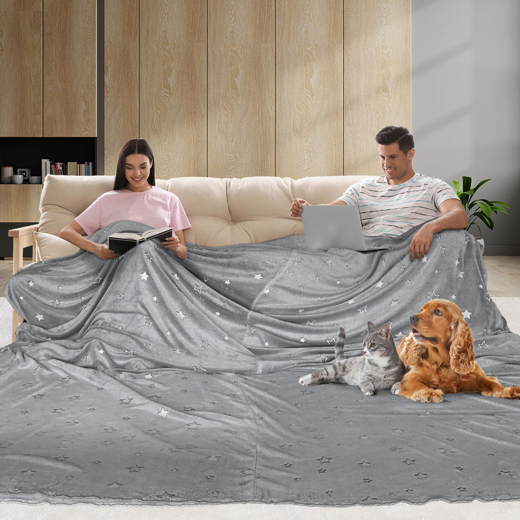DreamZ 3x3M Large Oversized Blanket Grey Star-1954802942217424902