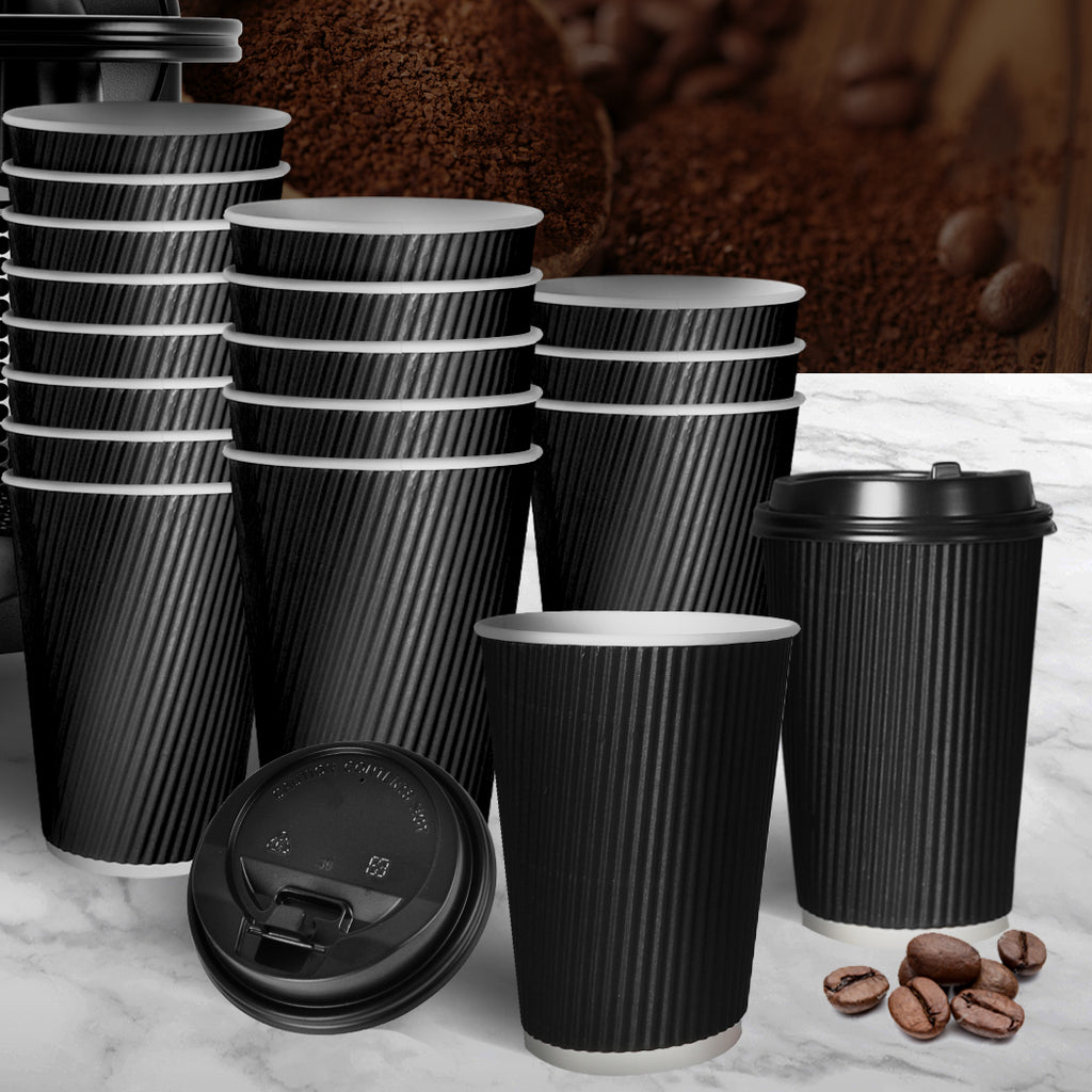 500 Pcs 16oz Disposable Takeaway Coffee Black-1954802896562425862