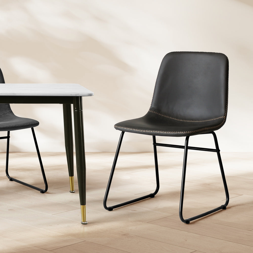 Levede 2x Dining Chairs Kitchen Table Black-1954802996567216134
