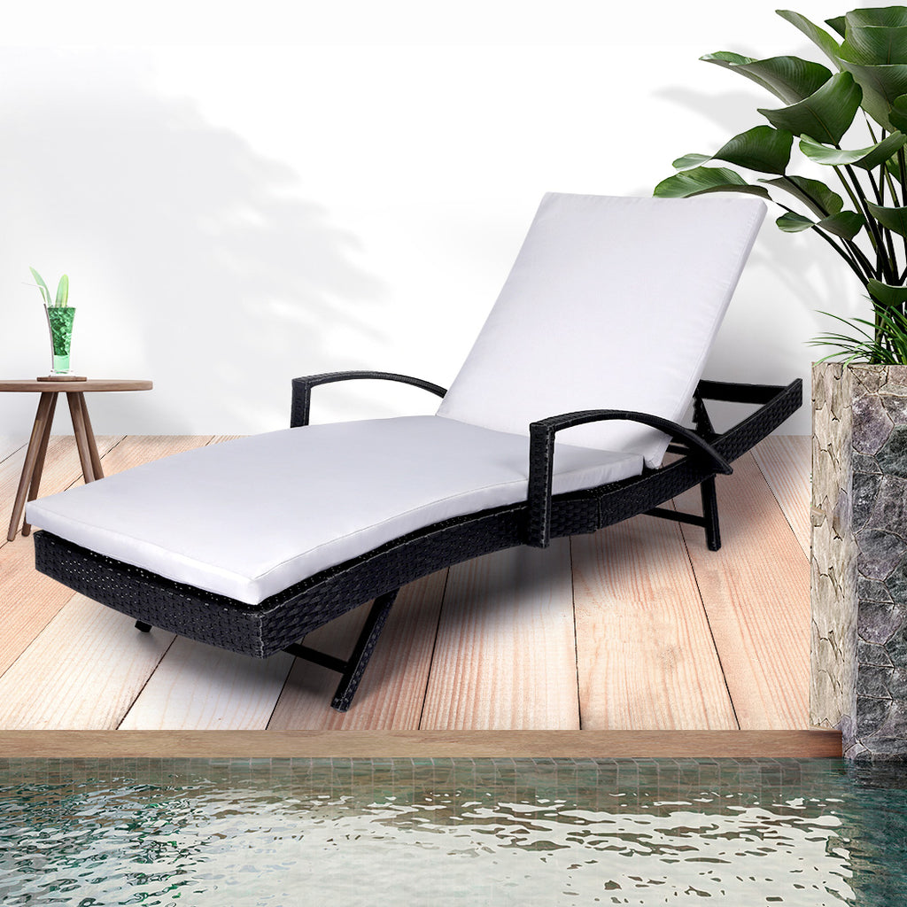2PCS Levede Sun Lounger Wicker Lounge Grey-1954802878837297158