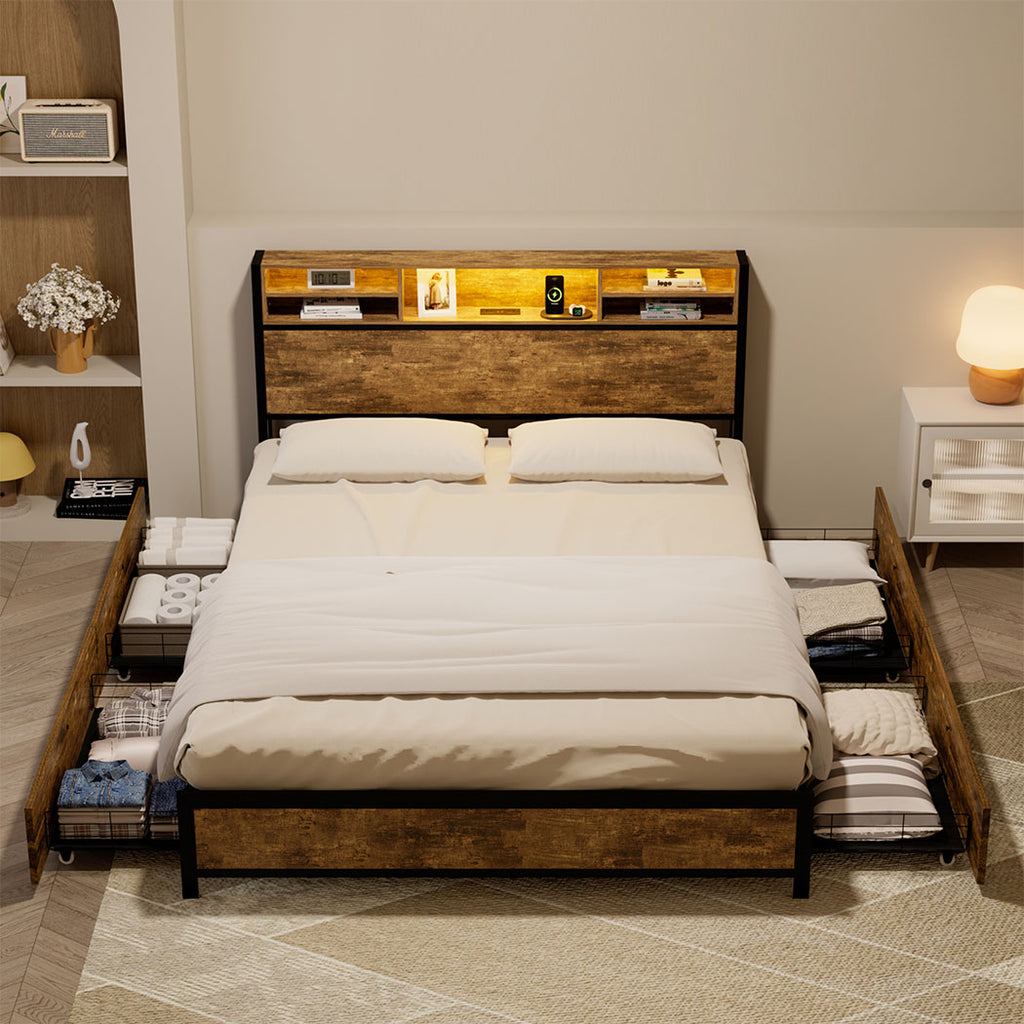 Levede bed frame queen-1954802406185373702