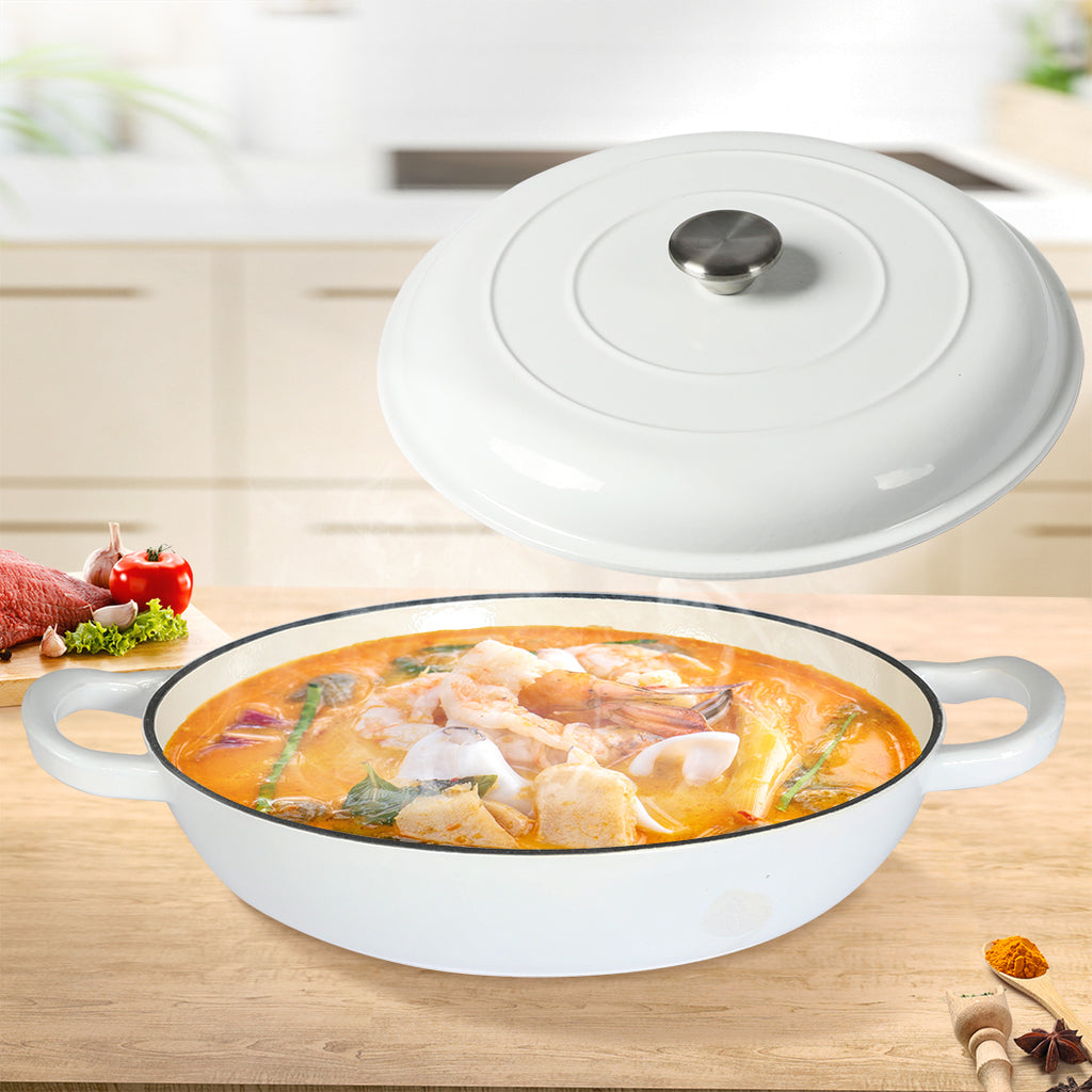 TOQUE 3.5L Enamel Dutch Oven Pan in White Colour-1954802796725407750