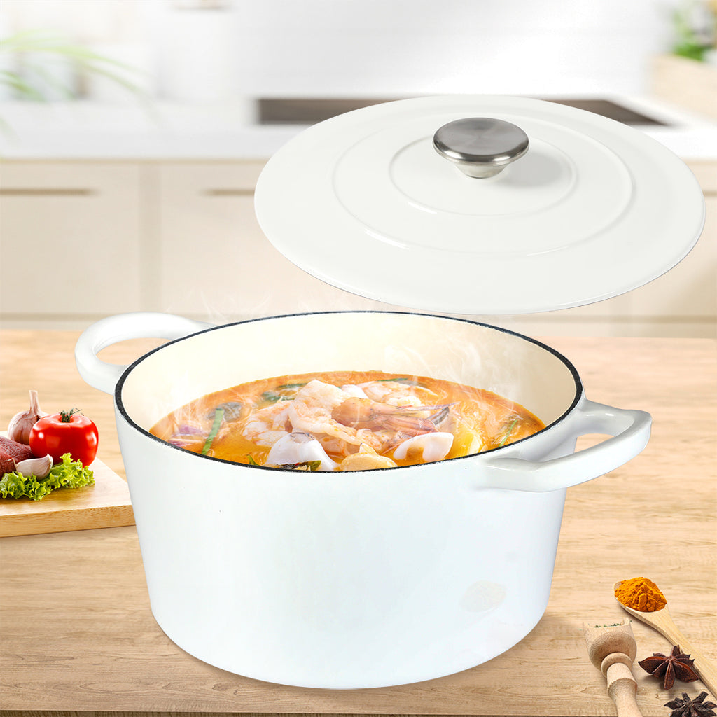 TOQUE 4L Enamel Dutch Oven Pot in White Colour-1954802796066902022