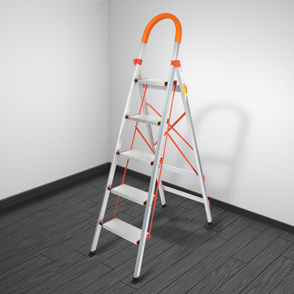 Traderight 5 Step Ladder Folding Aluminium-1954802743285780486