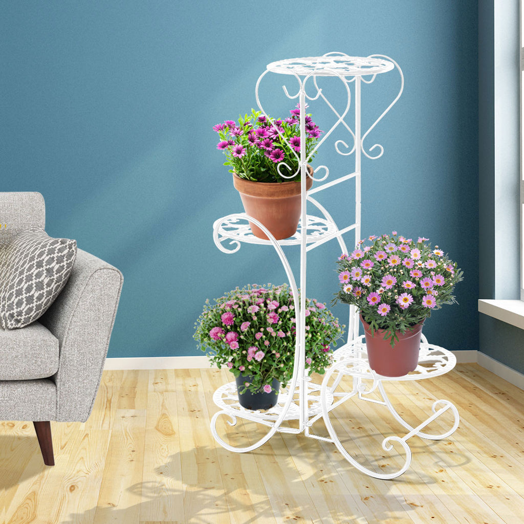 Levede Plant Stand Outdoor Indoor Metal White-1954802662109220870
