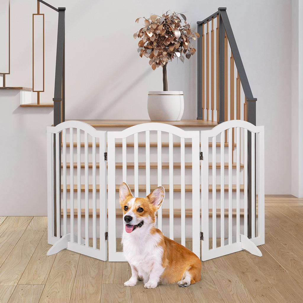 PaWz Wooden Pet Gate Dog Fence Safety White-1954802550024835078
