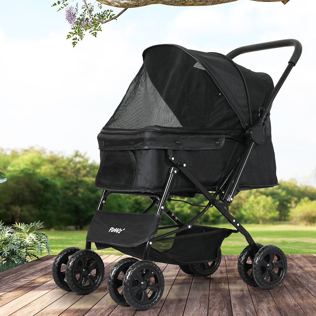 PaWz Pet Stroller Dog Cat Carrier Foldable Black-1954802607113506822
