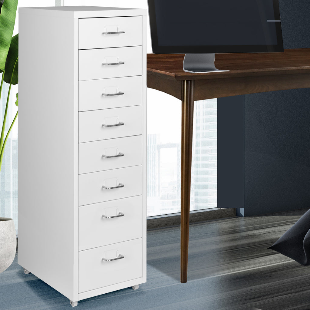 Levede Office Cabinet 8 Drawer Drawers White-1954802725258661895
