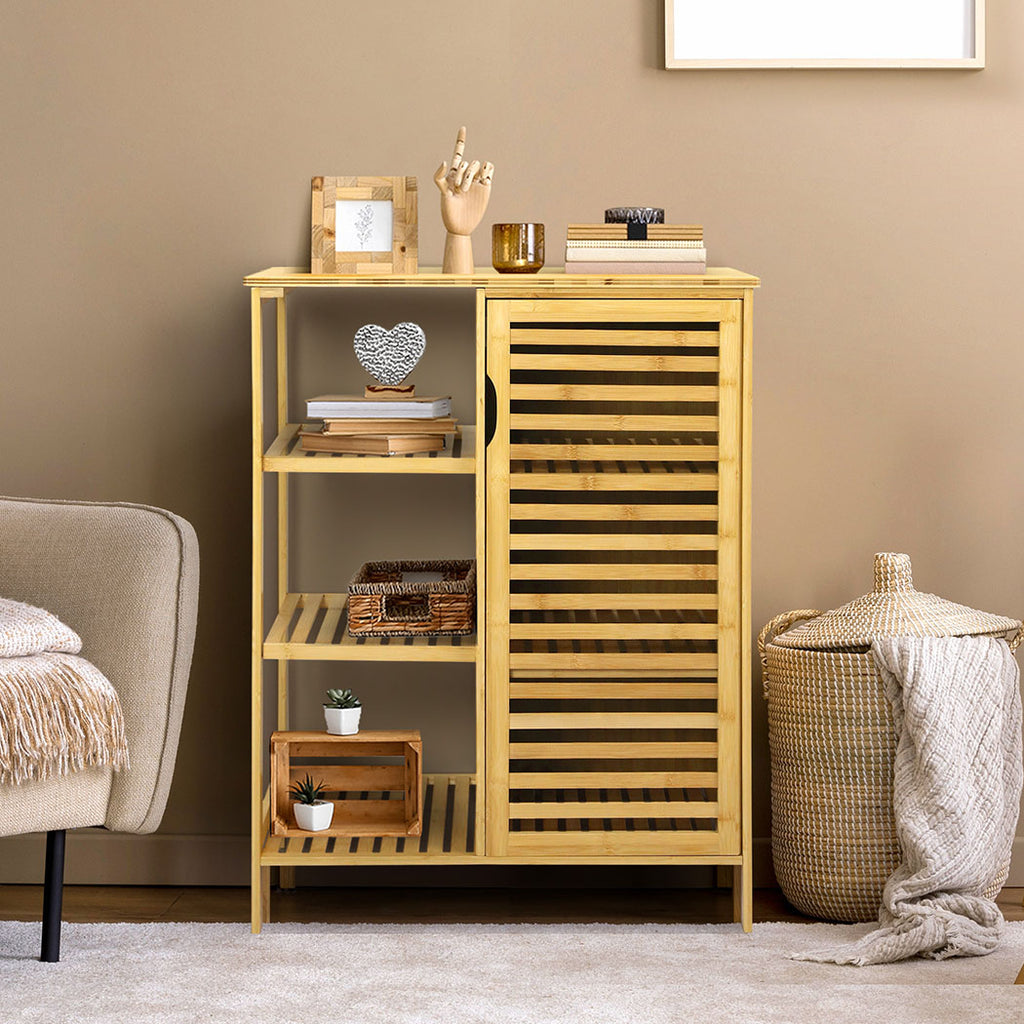 Levede Bathroom Bamboo Storage Cabinet Natural-1954802383976534022