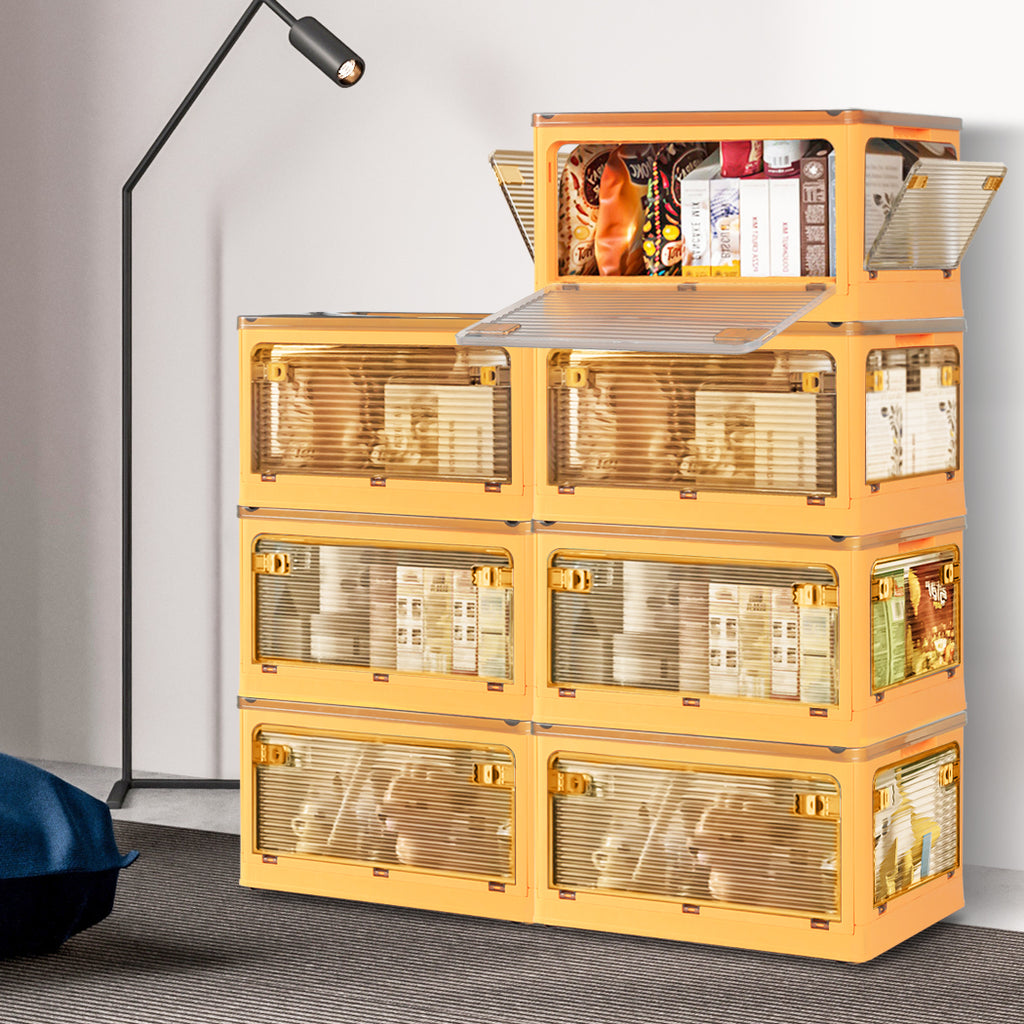 124L Storage Box Stackable Clothes Container L Orange Large-1954802599962218503