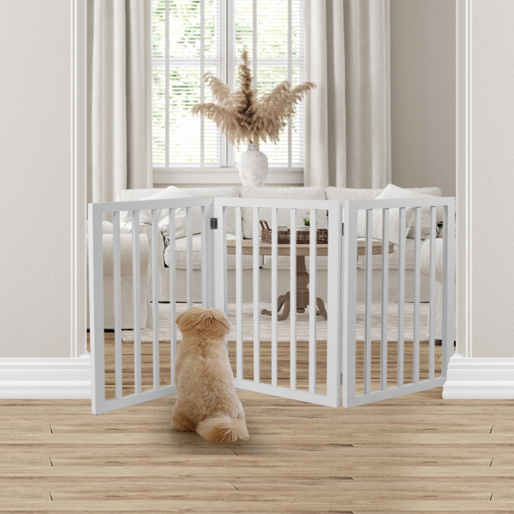 Wooden Pet Gate Dog Fence Retractable White 2000x 3MM-1954802528499666951
