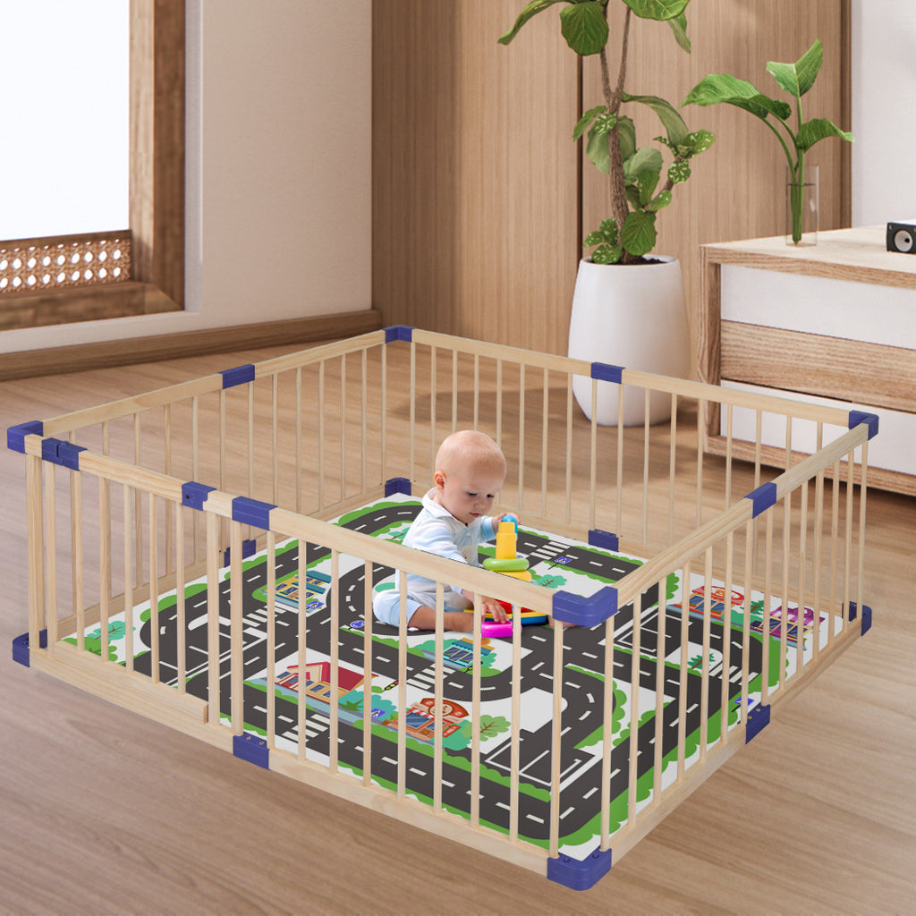 BoPeep Kids Playpen Wooden Baby Safety Medium-1954802778073337863