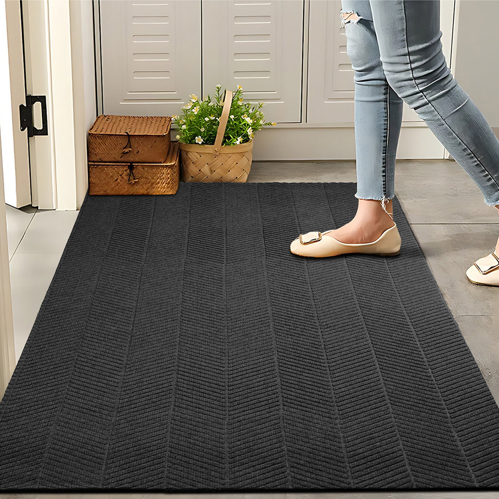 Marlow Extra Large Floor Rug Non Slip 90cm x 305cm Grey-1954802462921723911