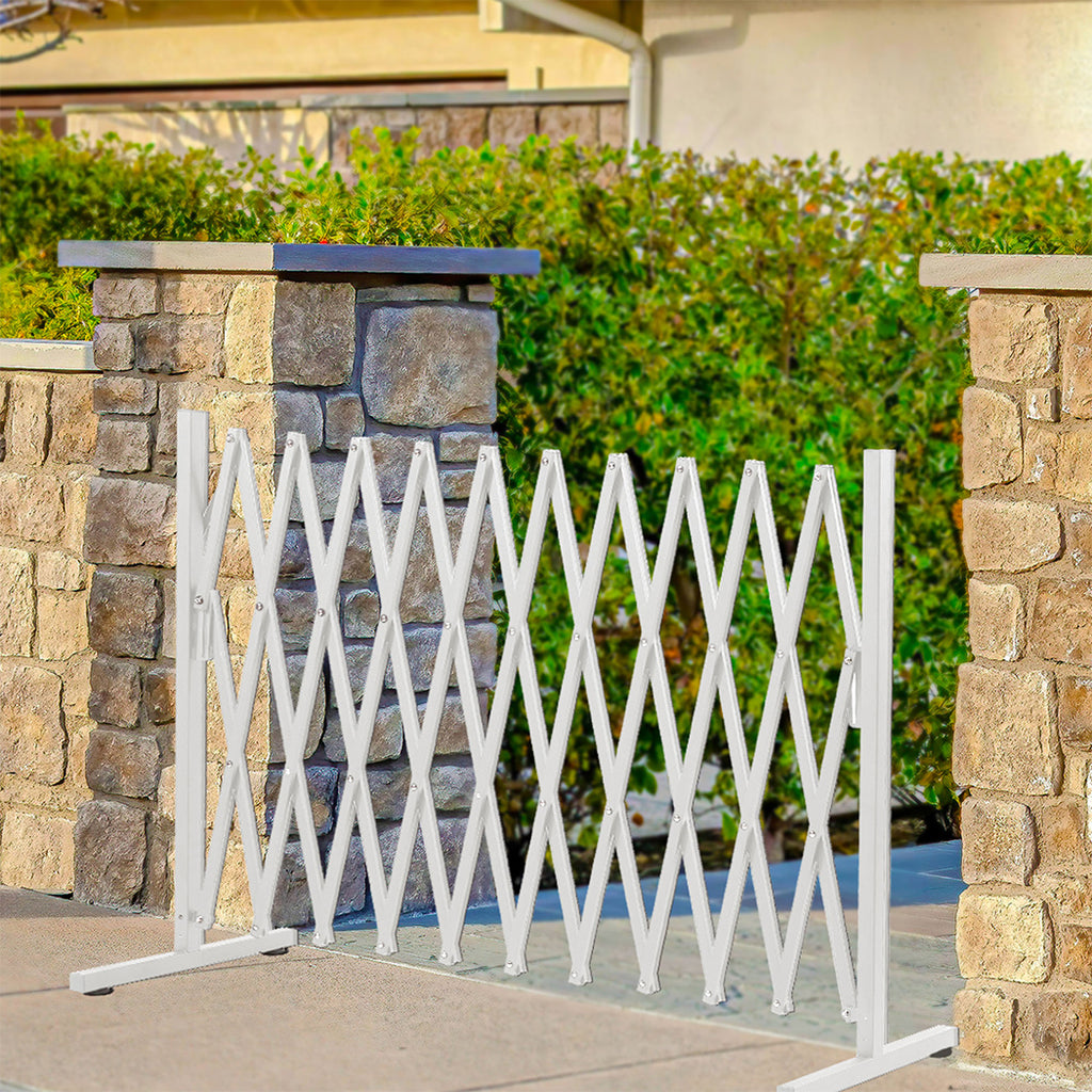 Garden Security Fence Gate Expandable White-1954802909753511943