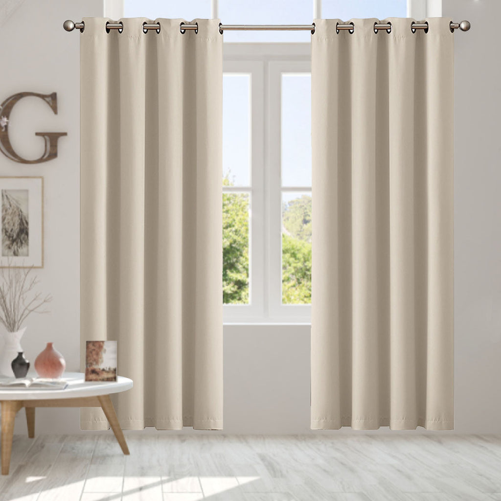 2x Blockout Curtains Panels 3 Layers Beige CD1003-132X213-GR-1954802970528976902