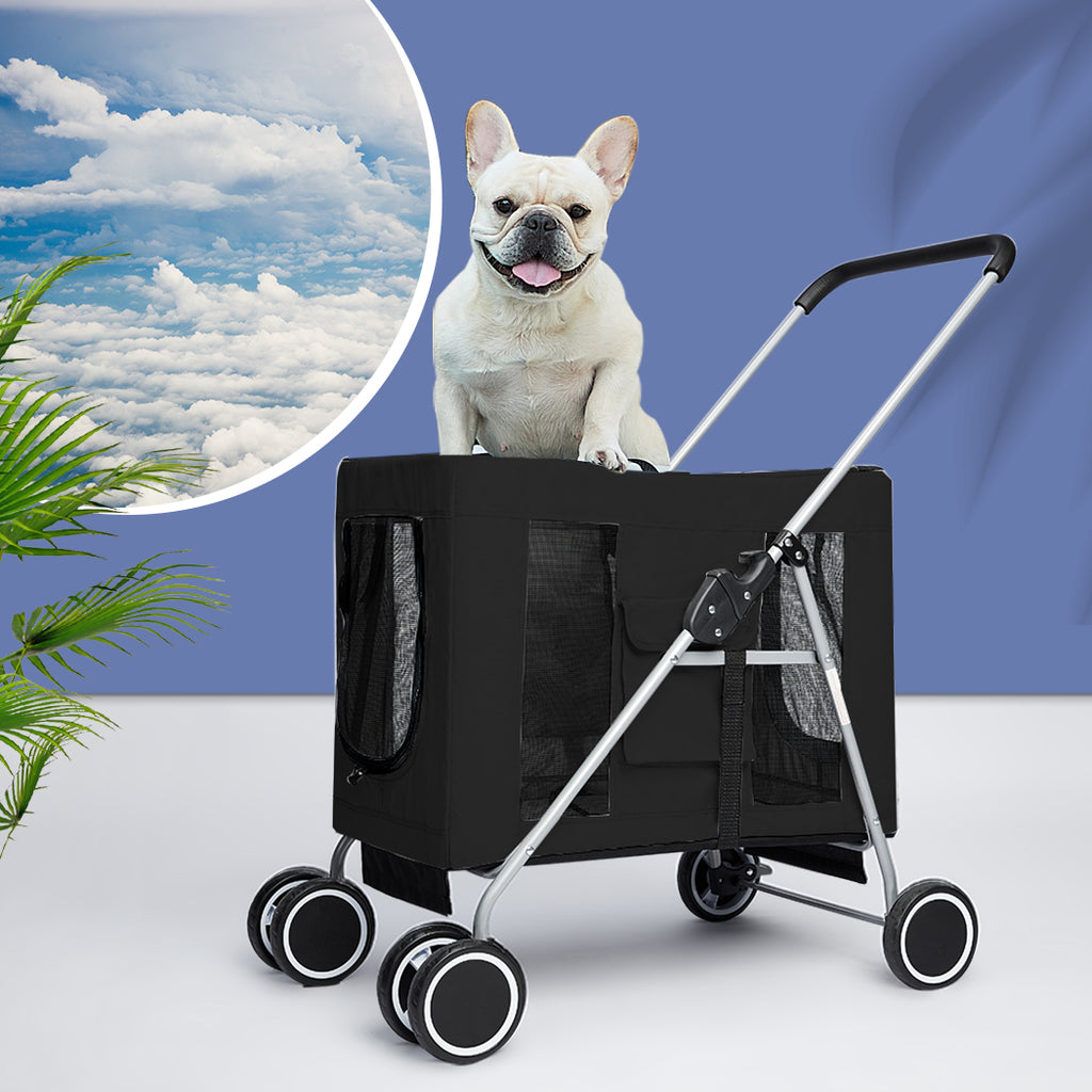 PaWz Pet Stroller Dog Cat Cage Carrier Black-1954802512892661766