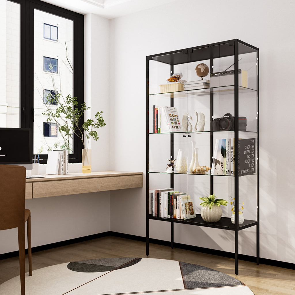 Stacked Glass Display Cabinet Steel 4 Tier 160cm-1954802409951858695