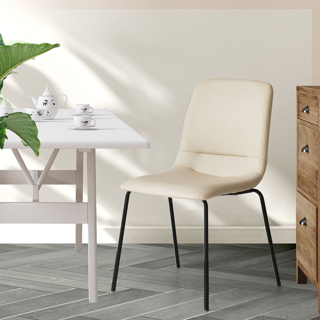 Levede Stackable Dining Chairs Kitchen Beige-1954802990800048135