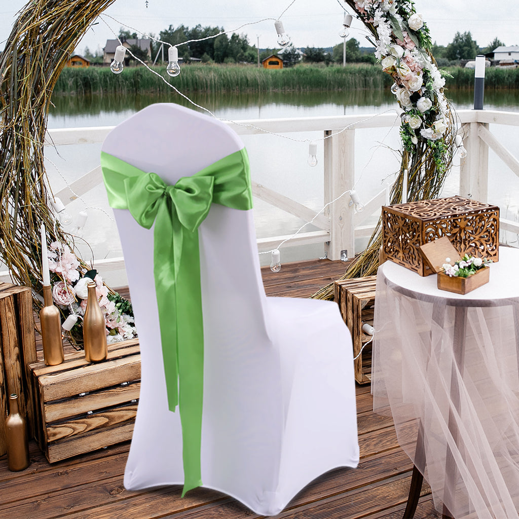 20 Green Fabric Chair Sashes Covers Grass Green-1954802693457448966