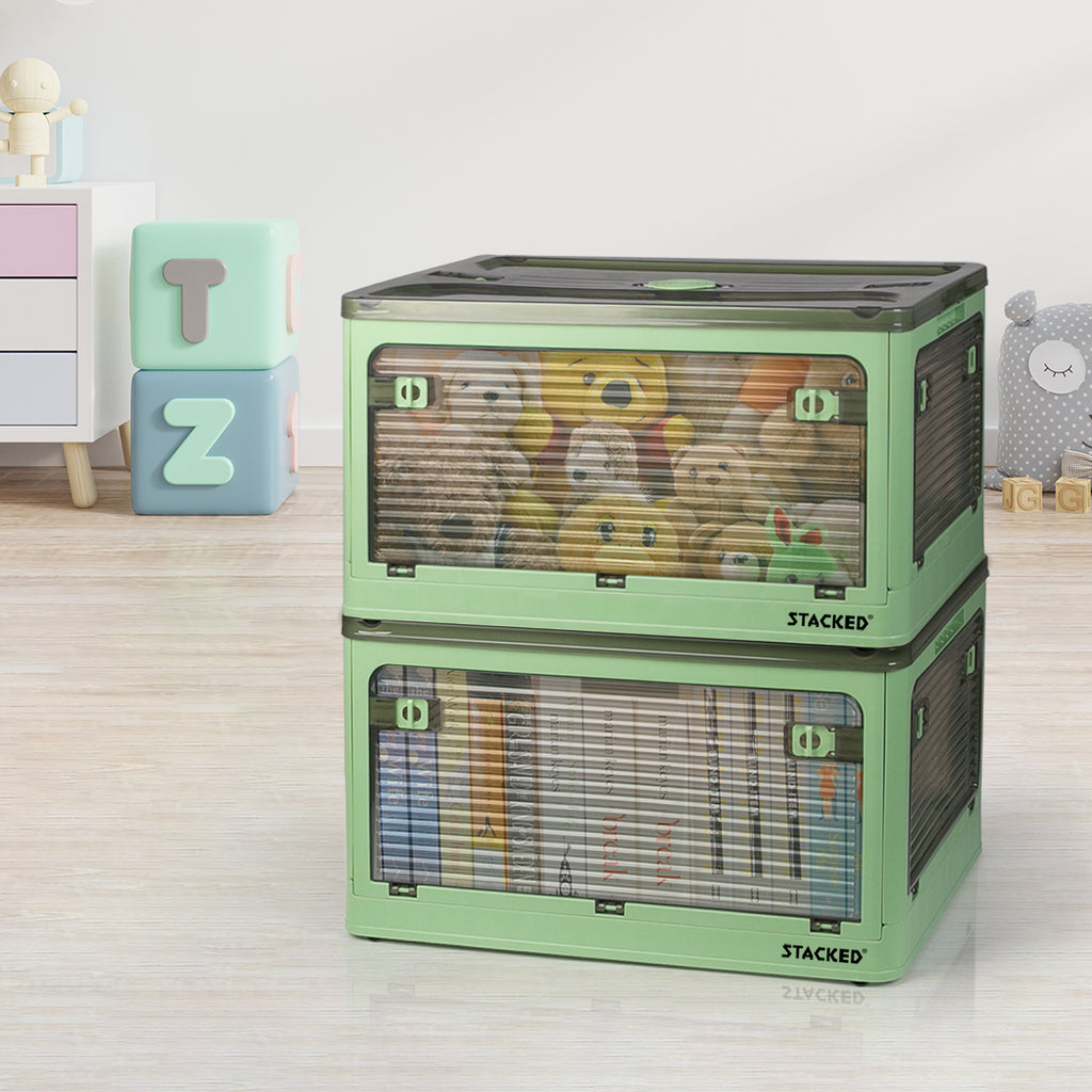 55L Storage Boxes Stackable Container M Green Medium-1954802600150962183