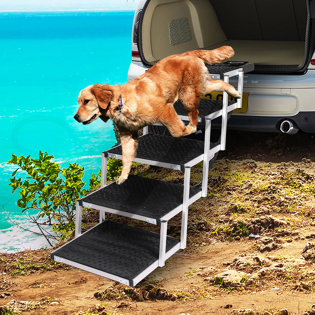 PaWz 5 Steps Dog Ramp Adjustable Height Black-1954802550364573703