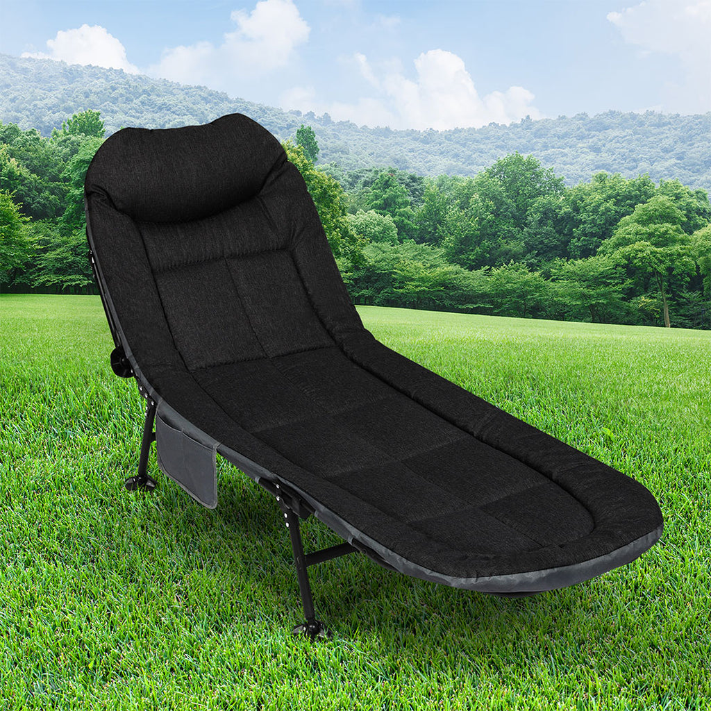 Levede Folding Camping Bed Camp Cots Black-1954802423742730247