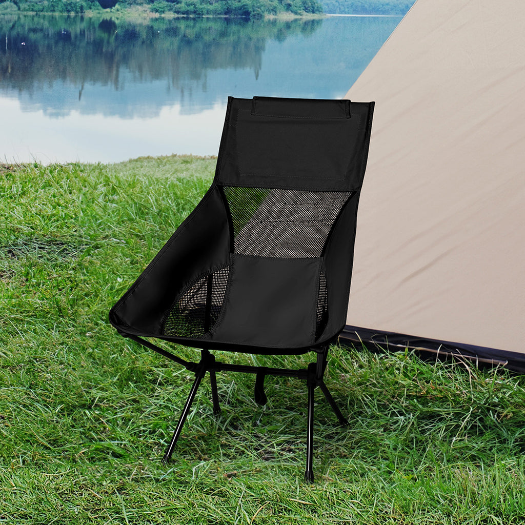 Levede Camping Chair Folding Outdoor Large Black-1954802882733805575