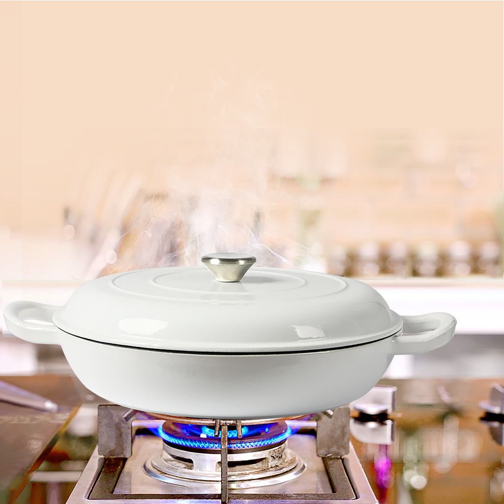 TOQUE 3.5L Enamel Dutch Oven Pan in White Colour-1954802796725407751